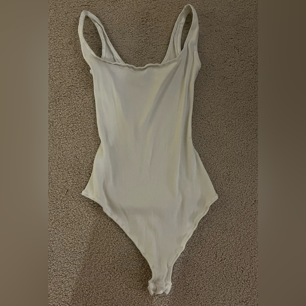 SKIMS cream/Ivory Ribbed Scoop Neck Cotton Bodysuit